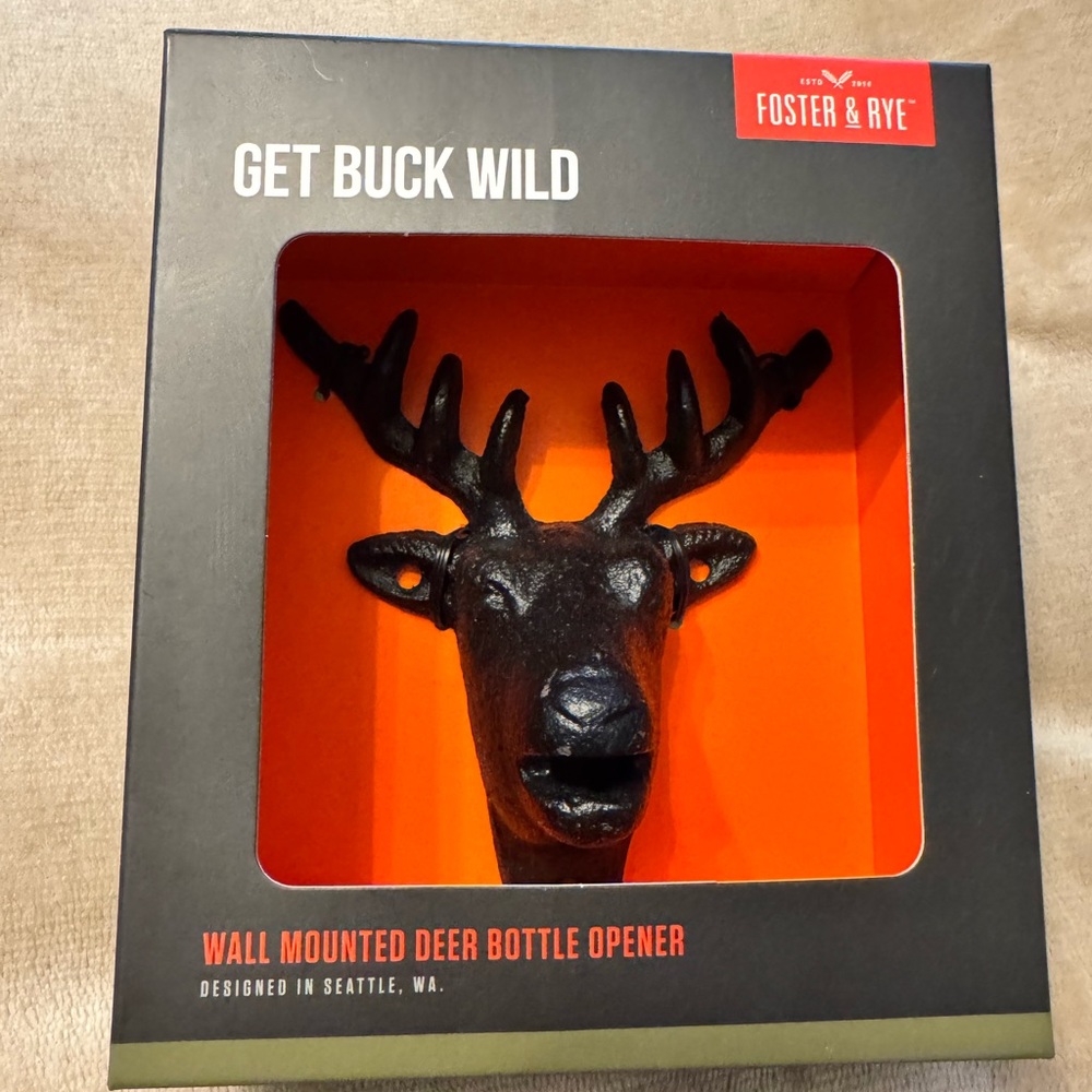 Perfect Man Cave gift! Black Wall Mounted Deer Bottle Opener
